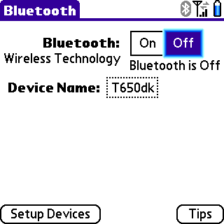 Initial Bluetooth screen